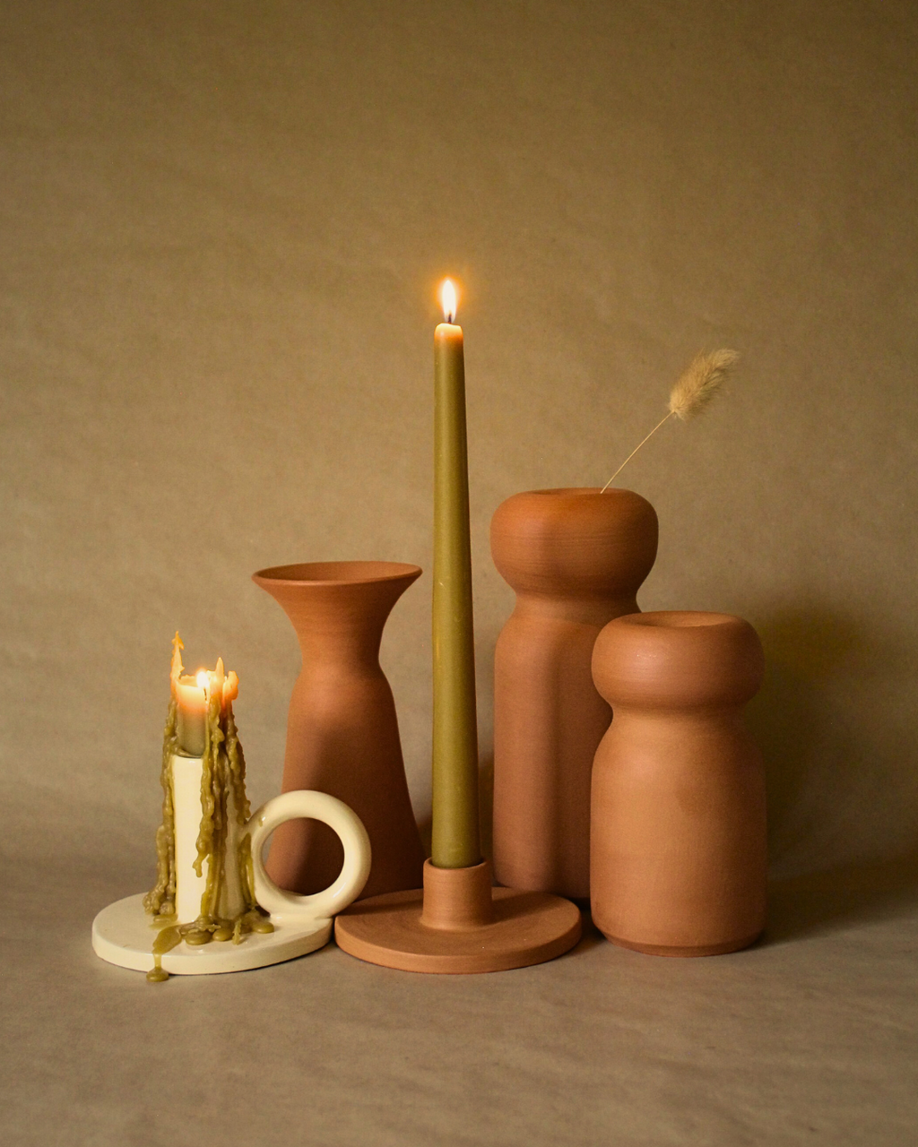 Minimalist Terracotta Taper Candle Holder
